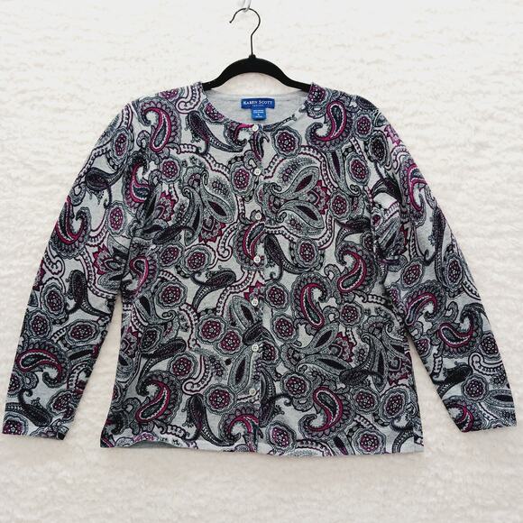 Sweater Button-Up Cardigan Size LP Paisley Whimsycore Witchy Academia Indie Boho - Picture 1 of 13